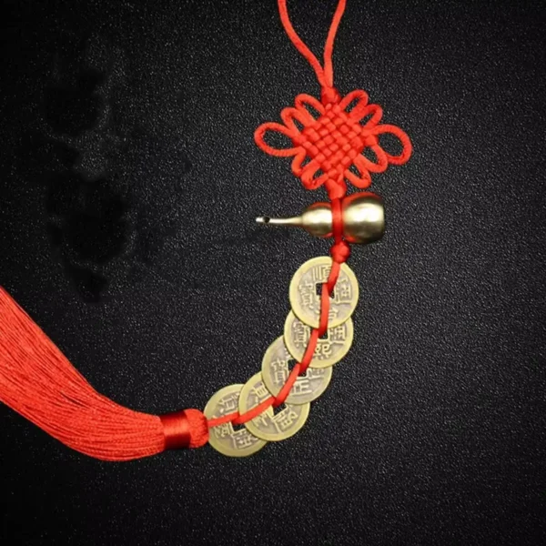 Chinese Five Emperor Coins Copper Gourd Pendant