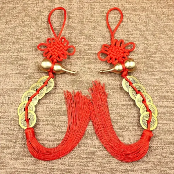 Chinese Five Emperor Coins Copper Gourd Pendant