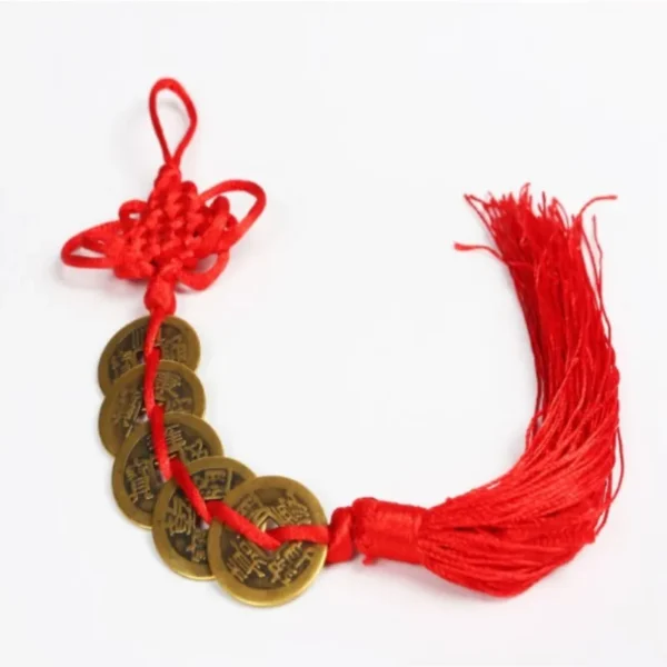 Chinese Feng Shui Coins Red Endless Knot