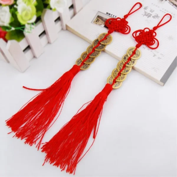 Chinese Feng Shui Coins Red Endless Knot