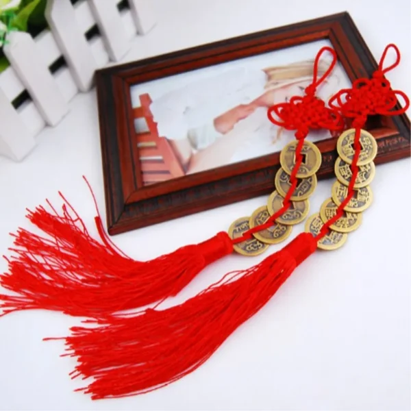 Chinese Feng Shui Coins Red Endless Knot