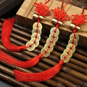 Chinese Five Emperor Coins Copper Gourd Pendant