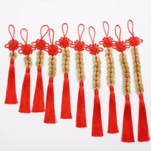 Chinese Feng Shui Coins Red Endless Knot