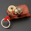 Feng Shui Lucky Cat Five Emperor Coins Keychain